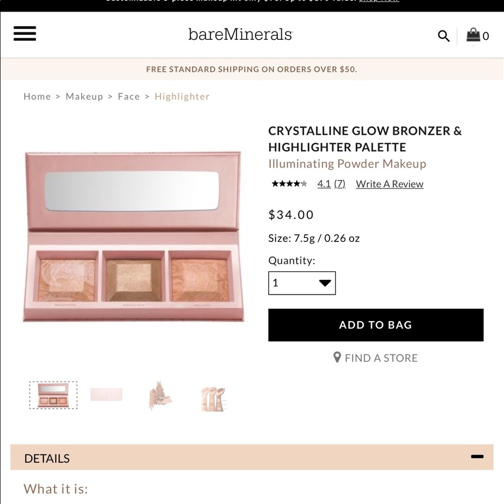 NIB Bare Minerals Crystalline Glow Highlighter
